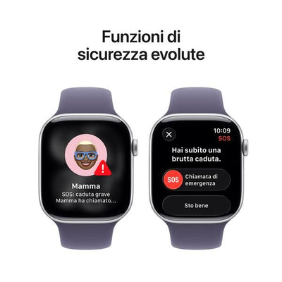 APPLE WATCH SERIES 11GPS46MMSILVER ALUMINIUM CASE WITH PURPLE FOG SPORT BAND, S/M [MEV94QL/A]