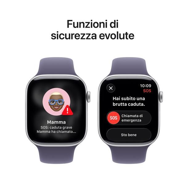 APPLE WATCH SERIES 11GPS46MMSILVER ALUMINIUM CASE WITH PURPLE FOG SPORT BAND, S/M [MEV94QL/A]