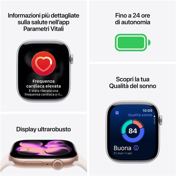 APPLE WATCH SERIES 11GPS46MMSILVER ALUMINIUM CASE WITH PURPLE FOG SPORT BAND, S/M [MEV94QL/A]
