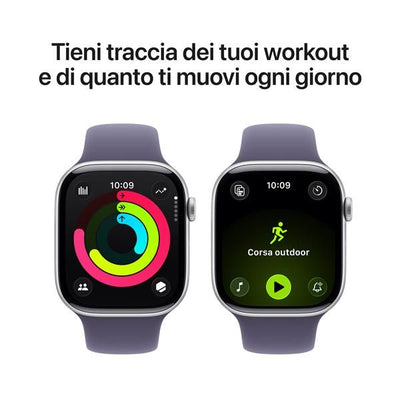 APPLE WATCH SERIES 11GPS46MMSILVER ALUMINIUM CASE WITH PURPLE FOG SPORT BAND, S/M [MEV94QL/A]