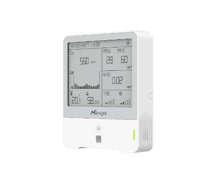 Milesight - Sensore di monitoraggio dell'ambiente interno Milesight IoT, AM319-868M-O3 LoRaWAN / Temp. / Umidità / CO2 / PIR / Luce / TVOC / hPA / PM 2.5 / PM10 / O3 /Display E-Ink [AM319-868M-O3]