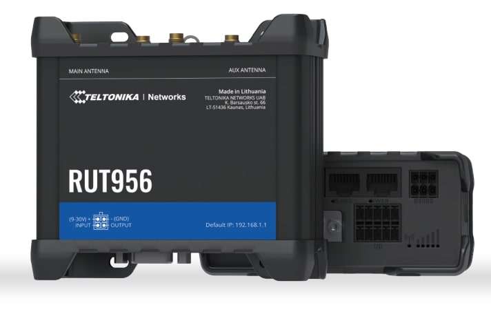 Teltonika RUT956 frequenze GLOBAL - LTE WLAN Router con I/O, GPS e porte RS232/RS485 per applicazioni professionali - dual SIM failover - Standard Packaging senza Din Rail Kit [RUT956400V00]