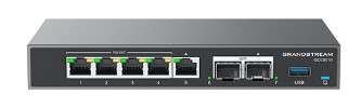 Grandstream GCC6010 - All-in-one device: VPN Router, NGFW, Switch and IP PBX. 2x SFP, 5x GbE WAN/LAN, 4x PoE-Out, 2.5Gbps NAT routing, VPN 1Gbps, IDS/IPS 900Mbps, local AP controller [GCC6010]