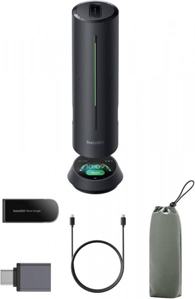 Insta360 Wave-Black Speaker con elaborazione audio IA e registrazione/trascrizione. [Wave-Black]