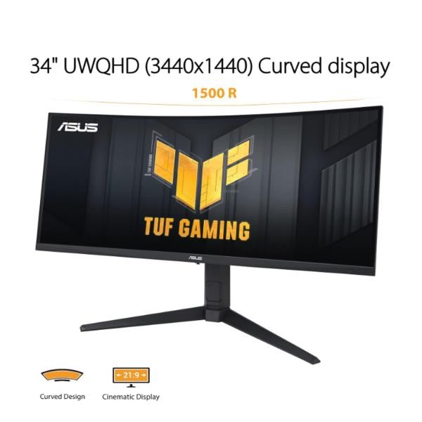 ASUS MONITOR GAMING 34 LED VA 21:9 WQHD, 100HZ, TUF GAMING, DP/HDMI, MULTIMEDIALE [VG34VQEL1A]