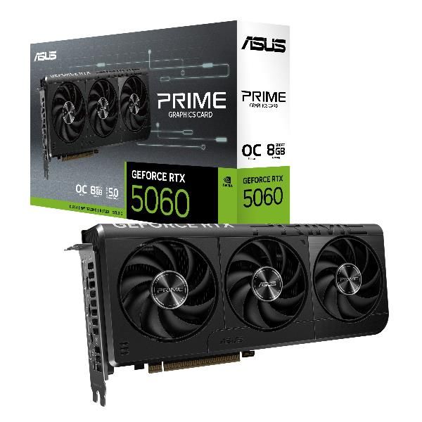 ASUS VGA GEFORCE RTX 5060, PRIME-RTX5060-O8G, 8GB GDDR7, HDMI/3DP, 90YV0N10-M0NA00 [PRIME-RTX5060-O8G]