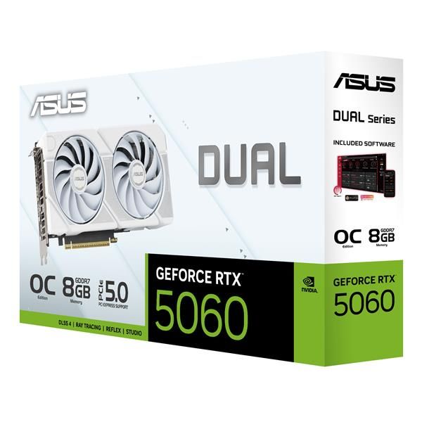 ASUS VGA GEFORCE RTX 5060, DUAL-RTX5060-O8G-WHITE, 8GB GDDR7, HDMI/3DP, 90YV0N15-M0NA00 [DUAL-RTX5060-O8G-WH]