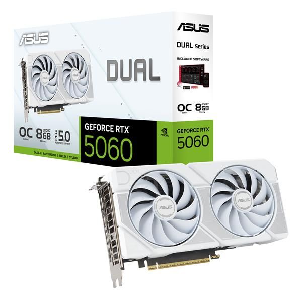 ASUS VGA GEFORCE RTX 5060, DUAL-RTX5060-O8G-WHITE, 8GB GDDR7, HDMI/3DP, 90YV0N15-M0NA00 [DUAL-RTX5060-O8G-WH]