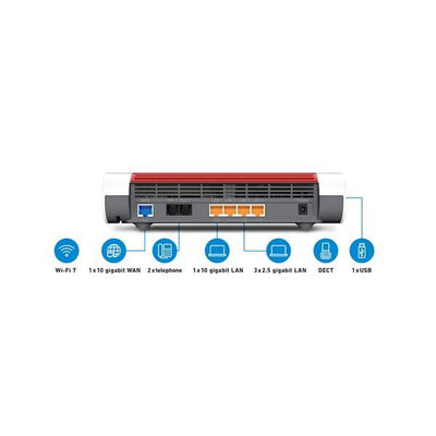 AVM B2B  FRITZ!Box 4690 - Modem Router Wireless Wi-Fi 7 - 1 x 10Gbps WAN. 1 x 10Gbps LAN. 3 x 2.5 Gbe port LAN [20003098-B2B]
