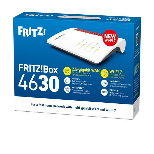 Box FRITZ! 4630 International router wireless 2.5 Gigabit Ethernet Dual-band (2.4 GHz/5 GHz) Bianco [20003165]