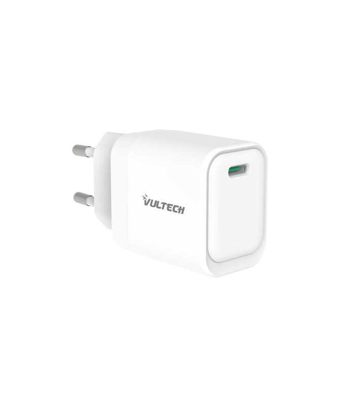 VULTECH CARICATORE ADATTATORE UNIVERSALE, 1 X TYPE-C PD30W GAN PPS 33W, BIANCO COMPATTO [CC33-1C]