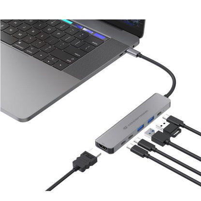 Conceptronic 6-in-1 Docking Station USB 3.2 Gen 1 - HDMI - USB-A 5Gbps x 2 - USB-C 5Gbps x 2 - 100W USB PD [DONN33G]