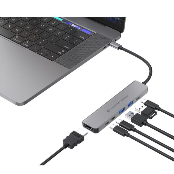 Conceptronic 6-in-1 Docking Station USB 3.2 Gen 1 - HDMI - USB-A 5Gbps x 2 - USB-C 5Gbps x 2 - 100W USB PD [DONN33G]