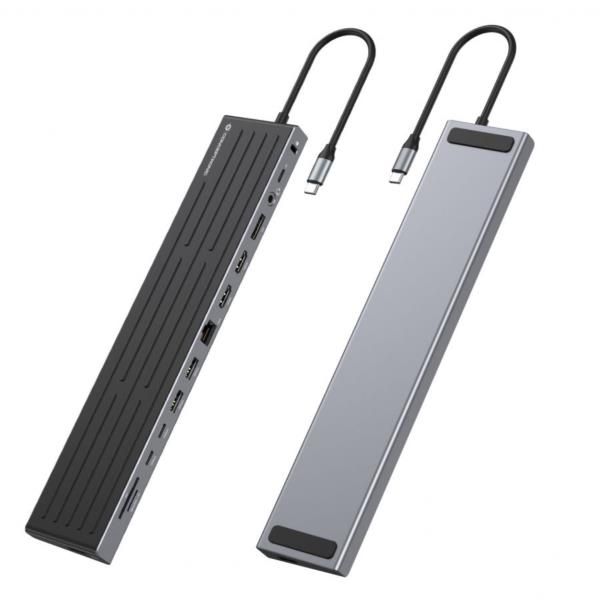 Conceptronic 14-in-1 MST Docking Station USB 3.2 Gen 1 - HDMI x 2 - DP - GbE LAN - USB-A 5Gbps x 3 - USB-C 5Gbps x 2 - SD - TF/MicroSD - 3.5m [DONN32B]