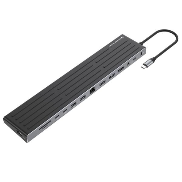 Conceptronic 14-in-1 MST Docking Station USB 3.2 Gen 1 - HDMI x 2 - DP - GbE LAN - USB-A 5Gbps x 3 - USB-C 5Gbps x 2 - SD - TF/MicroSD - 3.5m [DONN32B]