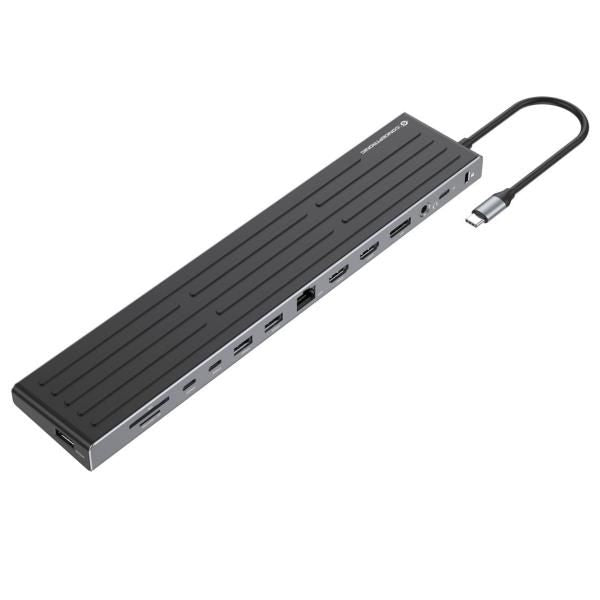 Conceptronic 14-in-1 MST Docking Station USB 3.2 Gen 1 - HDMI x 2 - DP - GbE LAN - USB-A 5Gbps x 3 - USB-C 5Gbps x 2 - SD - TF/MicroSD - 3.5m [DONN32B]
