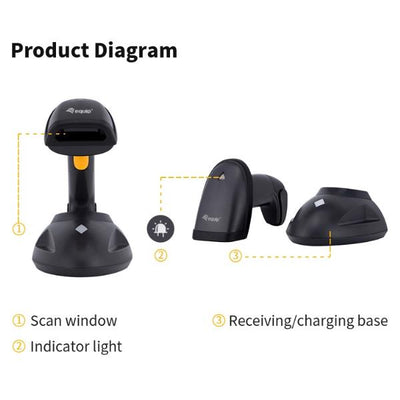 Equip Wireless 2D Barcode Scanner Long Distance with Stand [351026]
