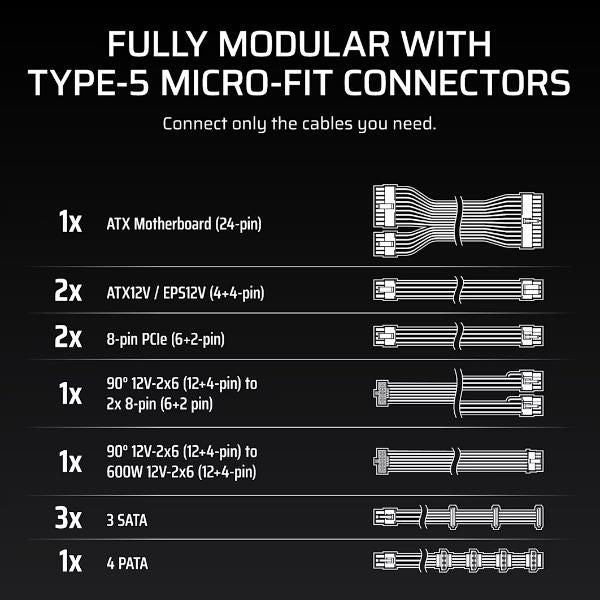 CORSAIR ALIMENTATORE 2025 RMx SHIFT SERIES, RM850x SHIFT, 850 WATT, ATX 3.1, PCIe 5.1 [CP-9020299-EU]