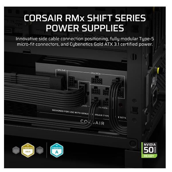 CORSAIR ALIMENTATORE 2025 RMx SHIFT SERIES, RM850x SHIFT, 850 WATT, ATX 3.1, PCIe 5.1 [CP-9020299-EU]