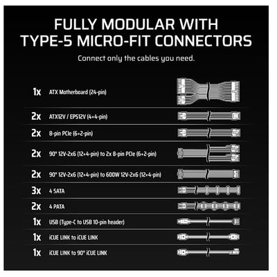 CORSAIR ALIMENTATORE iCUE LINK HXi SHIFT Series, iCUE LINK HX1500i SHIFT, 1500 WATT [CP-9020269-EU]