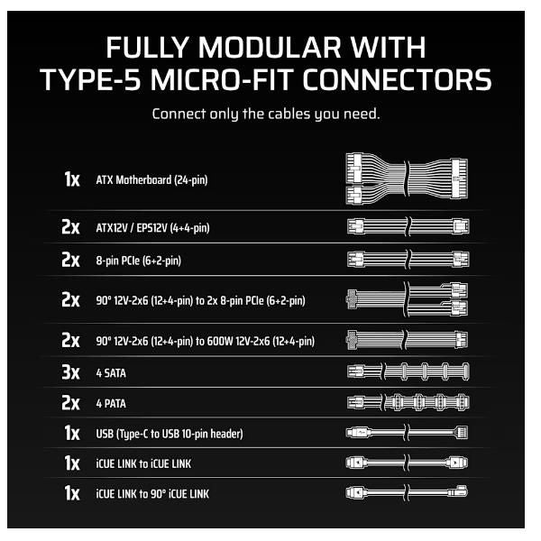CORSAIR ALIMENTATORE iCUE LINK HXi SHIFT Series, iCUE LINK HX1500i SHIFT, 1500 WATT [CP-9020269-EU]