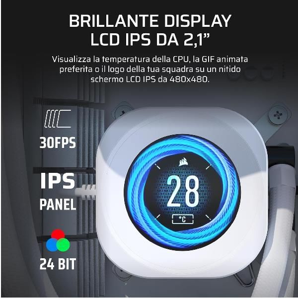 CORSAIR DISSIPATORE A LIQUIDO NAUTILUS 360 LCD White, 360mm Radiator [CW-9061034-WW]