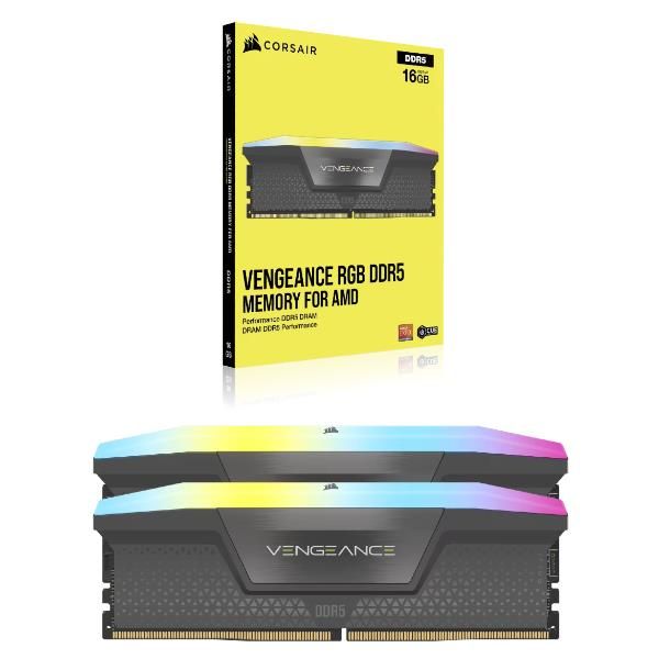 CORSAIR VENGEANCE RGB DDR5 16GB (2 x 8GB) DDR5 6000 CL36-44-44-96 1.35V Intel XMP AMD EXPO - GREY [CMH16GX5M2E6000Z36]
