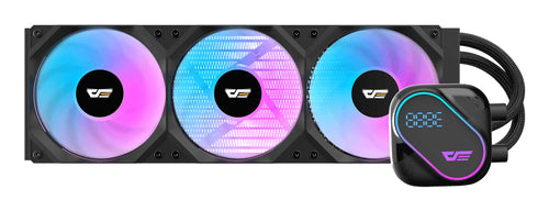 DARKFLASH DE240 AIO LIQUID CPU COOLER, 240MM RADIATOR, 2X120MM ARGB FANS, 2500 RPM PUMP [DF-DE240-BK-049]