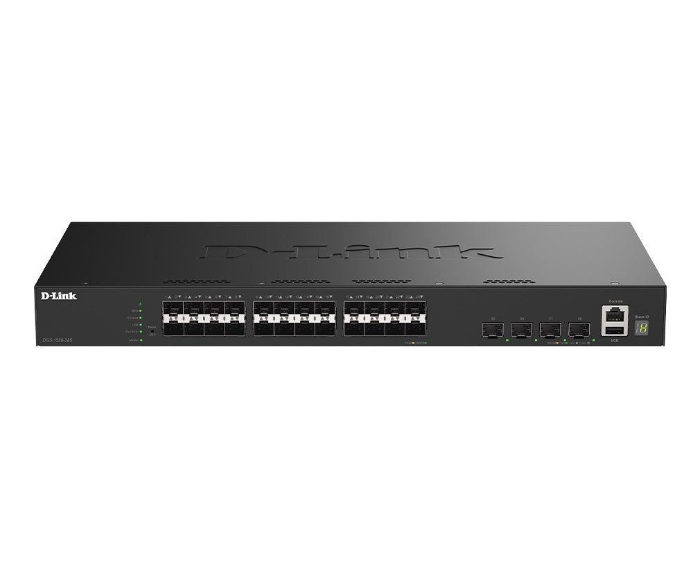 D-LINK SWITCH 28-PORT GIGABIT SFP STACKABLE SMART MANAGED SWITCH WITH 4 X 10G SFP+ PORTS [DGS-1530-28S]