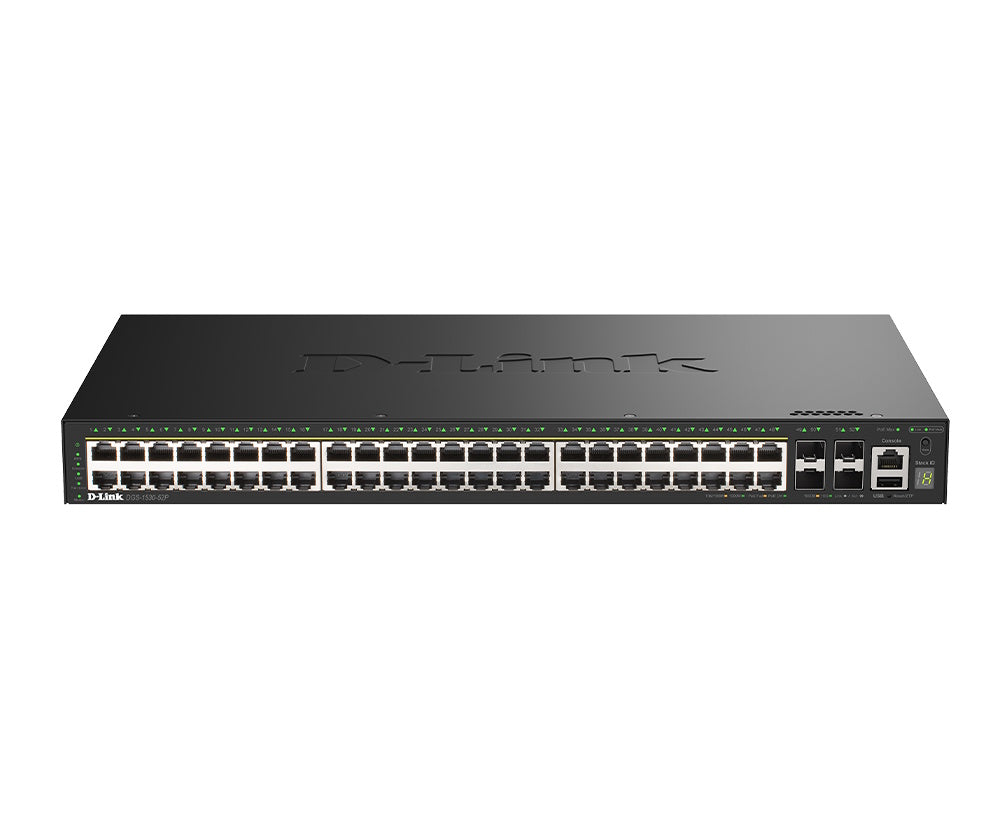 D-LINK SWITCH 52-PORT GIGABIT STACKABLE POE+ SMART MANAGED SWITCH WITH 4 X 10G SFP+ PORTS [DGS-1530-52P]