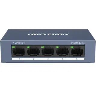 SWITCH HIKVISION 10/100 CASE METALLICO - SOHO 5 10/100M RJ45 PORTS, DESKTOP STEEL CASE UNMANAGED [DS-3E0105-O]