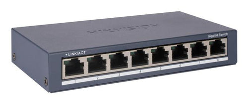 HIKVISION SWITCH 8 PORTE GIGABIT RJ45 PORTS, DESKTOP STEEL CASE UNMANAGED SWITCH [DS-3E0508-O]