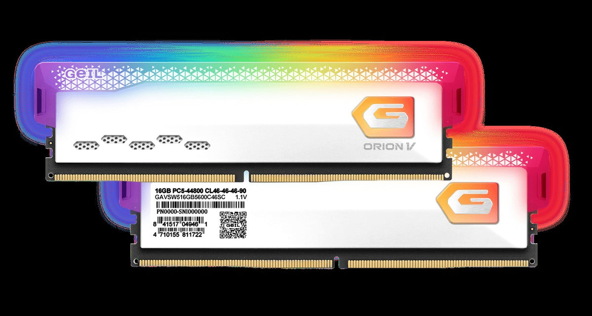 GEIL RAM 32GB(16GBX2) DIMM DDR5 PC5-41600 5200MHZ DDR5 ORION V RGB-GRAY - WHITE VERSION [GAVSW532GB5200C38BDC]
