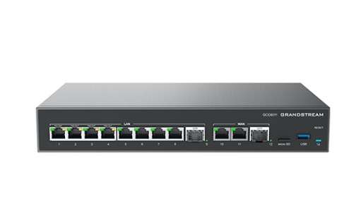 Grandstream GCC6011 - All-in-one device: VPN Router, NGFW, Switch and IP PBX. 2x SFP, 10x GbE WAN/LAN, 4x PoE-Out, 2.5Gbps NAT routing, VPN 1Gbps, IDS/IPS 900Mbps, local AP controller [GCC6011]
