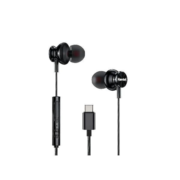 Hamlet HHEADM-IEC cuffia e auricolare Cablato In-ear Musica e Chiamate USB tipo-C Nero [HHEADM-IEC]