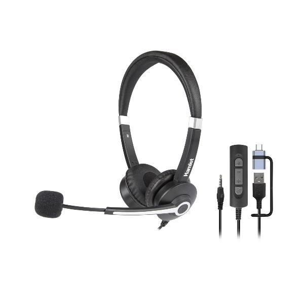 HHEADM-UJX RENOVA CUFFIA BI-AURALE CON MIC. USB-A + USB-C + JACK 3.5mm + TELECOMANDO [HHEADM-UJX]