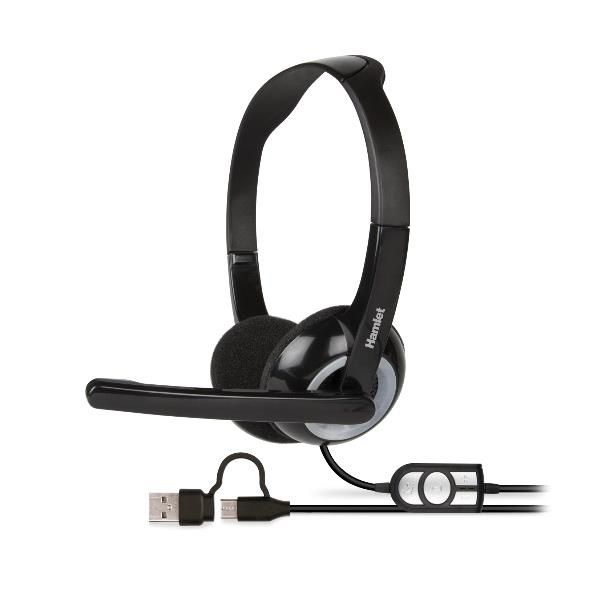 HHEADMUS-CA CUFFIA STEREO CON MICROFONO DOPPIA CONNESSIONE USB-C + USB-A [HHEADMUS-CA]