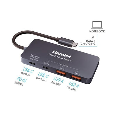 XHUB-432C-10G-Y HUB 4 porte USB-C 10 Gbps 2xUSB-A 2xUSB-C + PD 100W [XHUB-432C-10G-Y]
