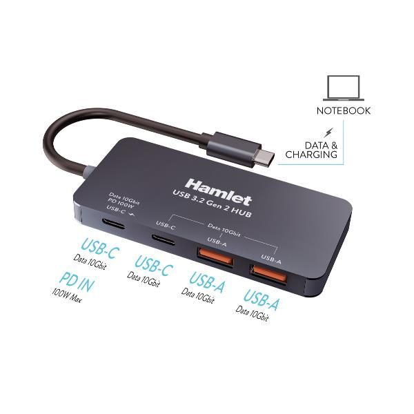 XHUB-432C-10G-Y HUB 4 porte USB-C 10 Gbps 2xUSB-A 2xUSB-C + PD 100W [XHUB-432C-10G-Y]