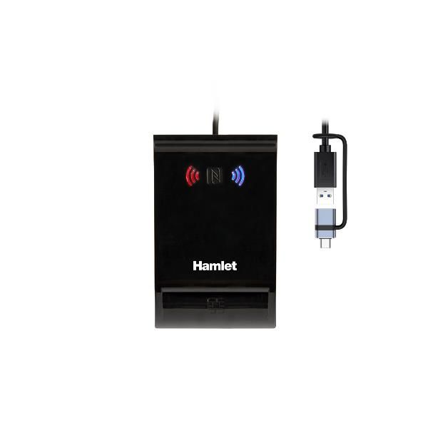 HUSCR-NFCX Lettore USB-A + USB-C di Smart Card a Contatto e Wireless NFC Carta Identità CIE 3.0, CNS, TS [HUSCR-NFCX]