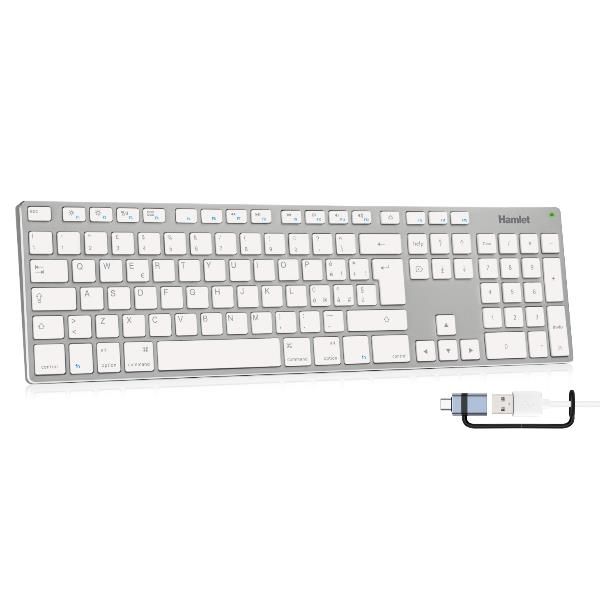 XKKITA-MCX Tastiera USB estesa in alluminio con tastierino numerico MAC compatibile + USB-C adapter [XKKITA-MCX]