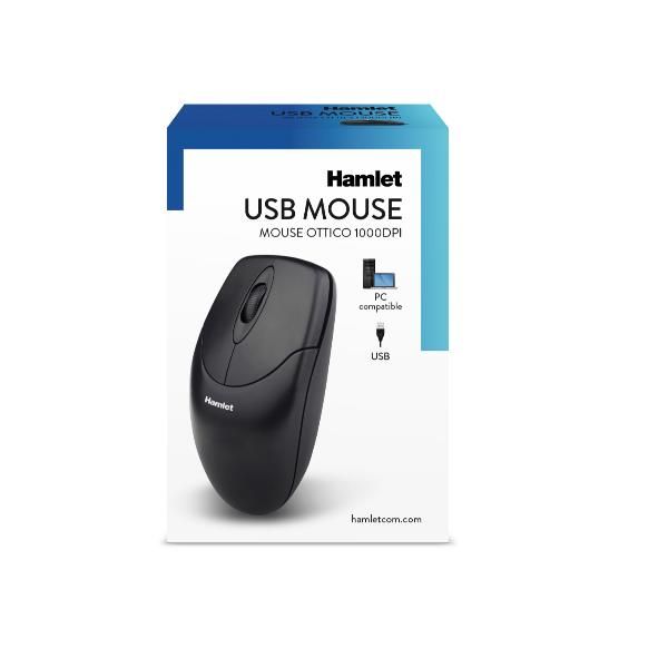Hamlet XMICEU2-CX mouse Casa Ambidestro USB Type-A + USB Type-C Ottico 1000 DPI [XMICEU2-CX]