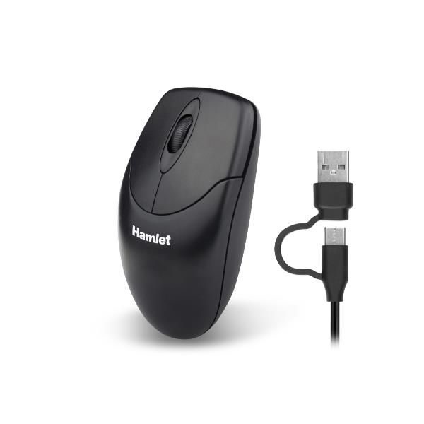 XMICEU2-CA MOUSE DOPPIA CONNESSIONE USB-C + USB-A 1000dpi + 3 TASTI SCROLL [XMICEU2-CA]