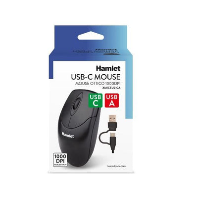 XMICEU2-CA MOUSE DOPPIA CONNESSIONE USB-C + USB-A 1000dpi + 3 TASTI SCROLL [XMICEU2-CA]