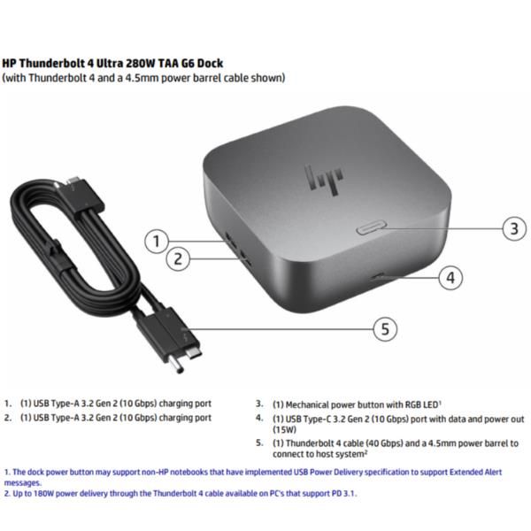 Docking Station HP Thunderbolt 4 Ultra 280 W G6 [AW5M5UT#ABZ]