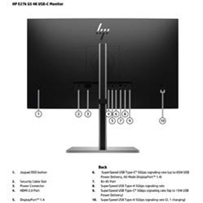 HP MONITOR 27 LED IPS 16:9 4K UHD 5MS 350 CDM, PIVOT, USB-C DOCK, DP/HDMI, MULTIMEDIALE, E27k G5 [6N4C4AA]