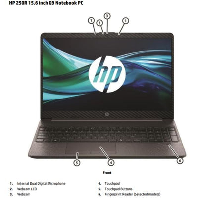 HP 250R 15.6 inch G9 Notebook PC Intel Core 5 120U Computer portatile 39,6 cm (15.6") Full HD 8 GB DDR4-SDRAM 256 GB SSD Wi-Fi 6 (802.11ax) Windows 11 Pro Nero [D76DHAT#ABZ]