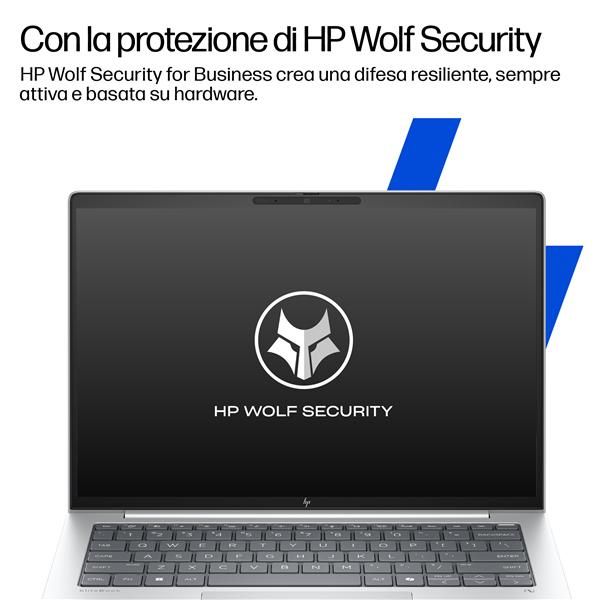 HP EliteBook 8 G1i Notebook Next Gen AI Wolf Pro Security Edition Copilot+ PC Intel Core Ultra 7 256V Computer portatile 35,6 cm (14") WUXGA 16 GB LPDDR5x-SDRAM 512 GB SSD Wi-Fi 7 (802.11be) Windows 11 Pro Argento [CL5D5ET#ABZ]