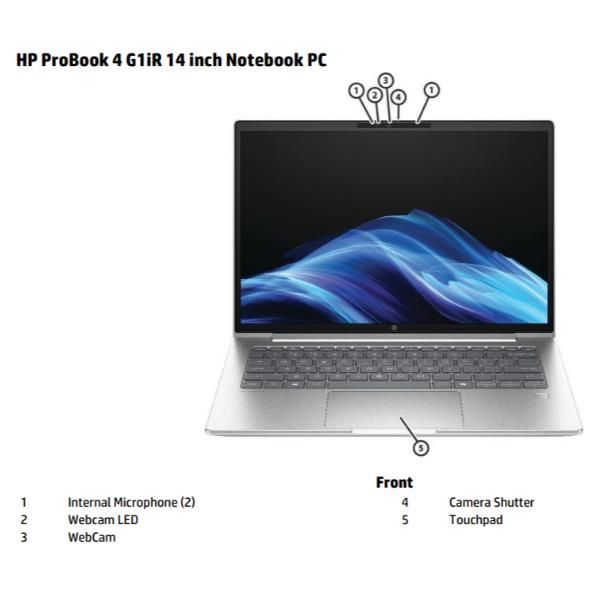 HP ProBook 4 G1i 14 inch Notebook AI PC Intel Core Ultra 5 225U Computer portatile 35,6 cm (14") WUXGA 16 GB DDR5-SDRAM 512 GB SSD Wi-Fi 6E (802.11ax) Windows 11 Pro Argento [D76J9ET#ABZ]