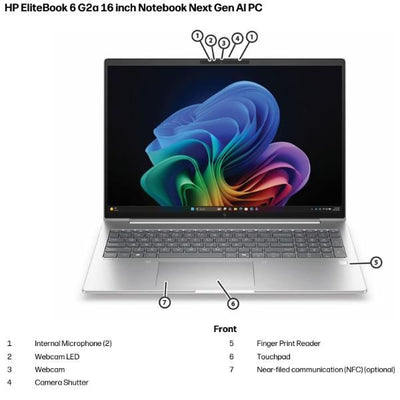 HP EliteBook 6 G2a 16 inch Notebook Next Gen AI PC Wolf Pro Security Edition AMD Ryzen AI 5 Computer portatile 40,6 cm (16") WUXGA 16 GB DDR5-SDRAM 512 GB SSD Wi-Fi 7 (802.11be) Windows 11 Pro Argento [DL5R9AT#ABZ]